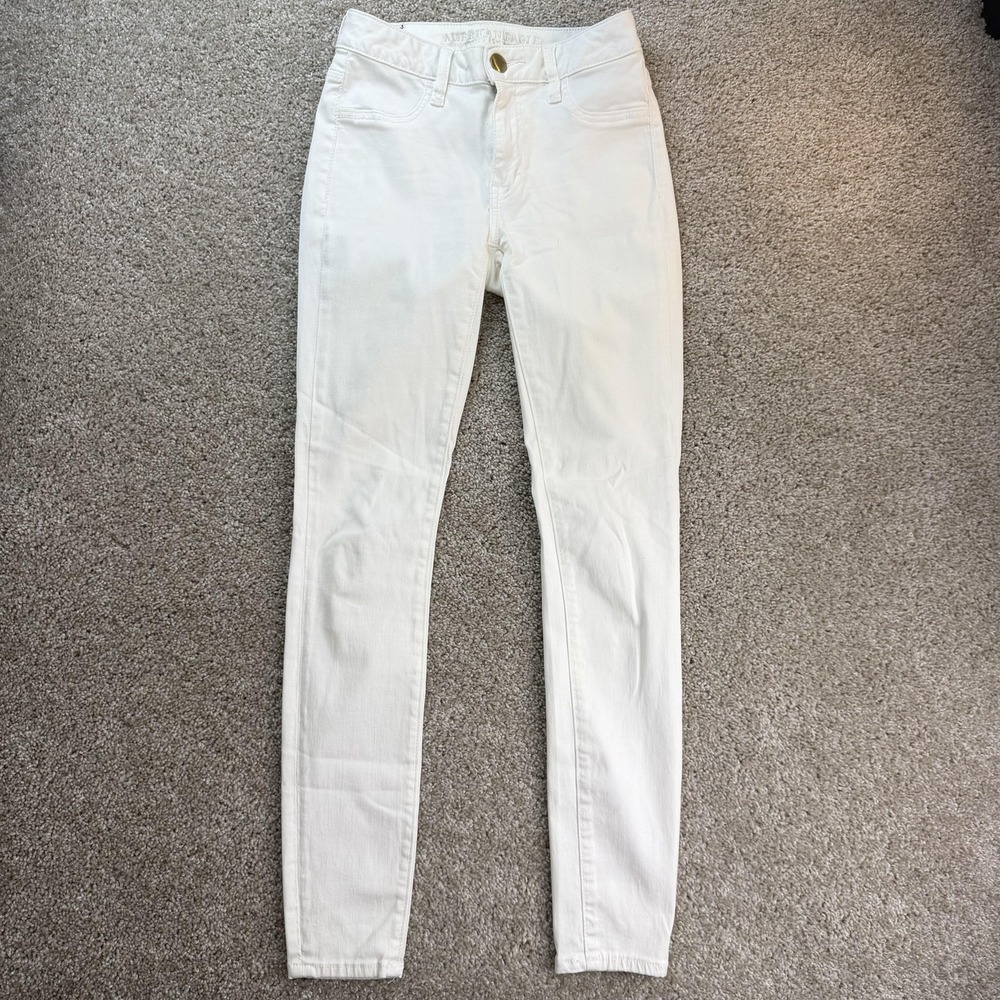 American Eagle Outfitters Jegging Jeans Womens 4 White Super Super Stretch Denim